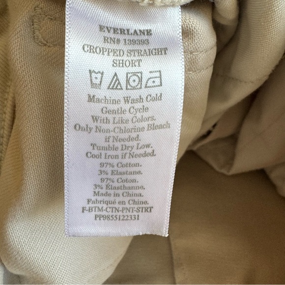 Everlane Straight Leg Crop Pants Bone Off-White Size 00 High Rise Cotton Twill - Picture 7 of 11